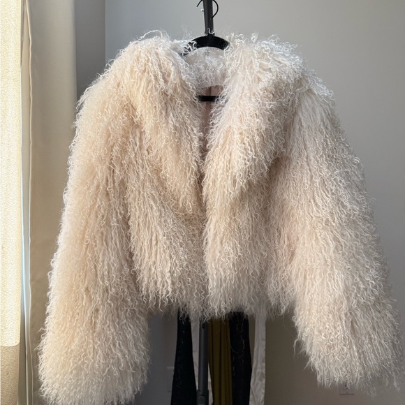 KOIR 100% pure Monogolian lamb Fur Coat ivory - Picture 6 of 10